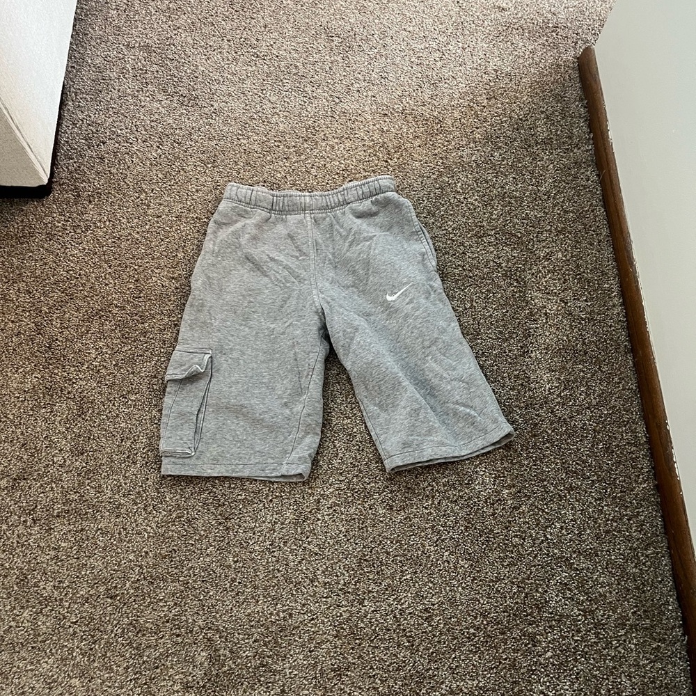 Nike Kids Grey Cargo Sweat Shorts with Swoosh Logo